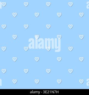 Cute 3d heart seamless pattern. Love background for Valentine`s Day. Stock Vector